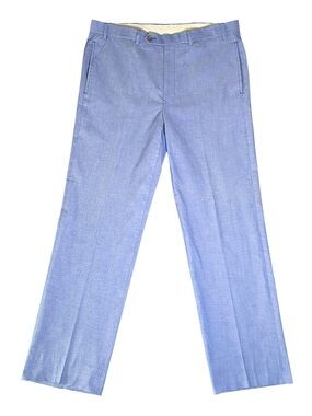 Brooks Brothers Fitzgerald Flat Front 100% Cotton Pants Heathered Blue 36x34**